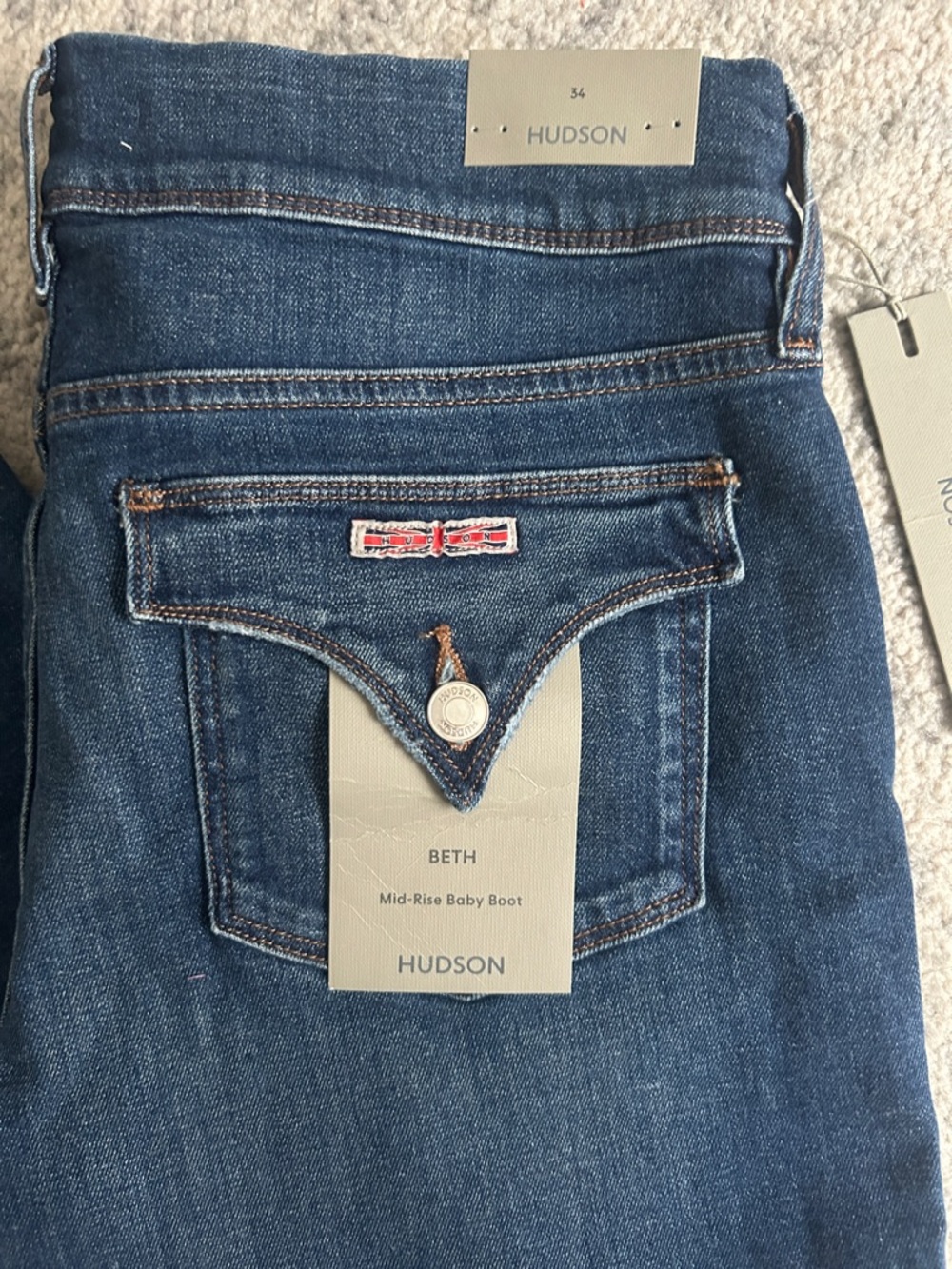 Hudson Jeans Beth Mid-Rise Baby Boot in Dark Blue Denim